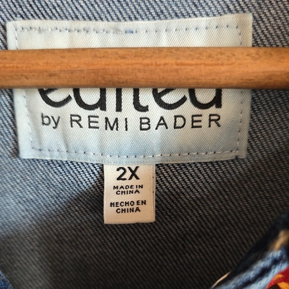 Upcycled Denim Jacket With Brooch - Picture 6 of 8